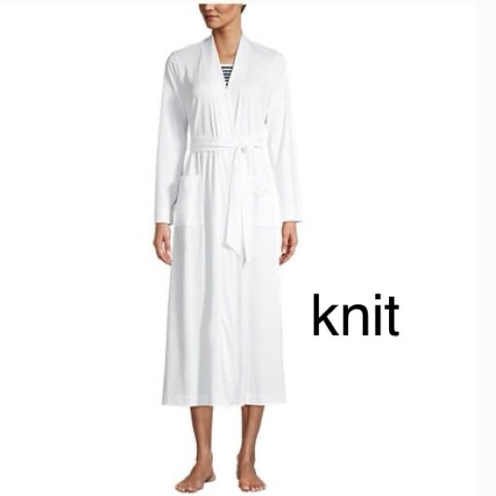 Women's Petite Large Supima Cotton Long Robe 100% Cotton, Belted With Pockets